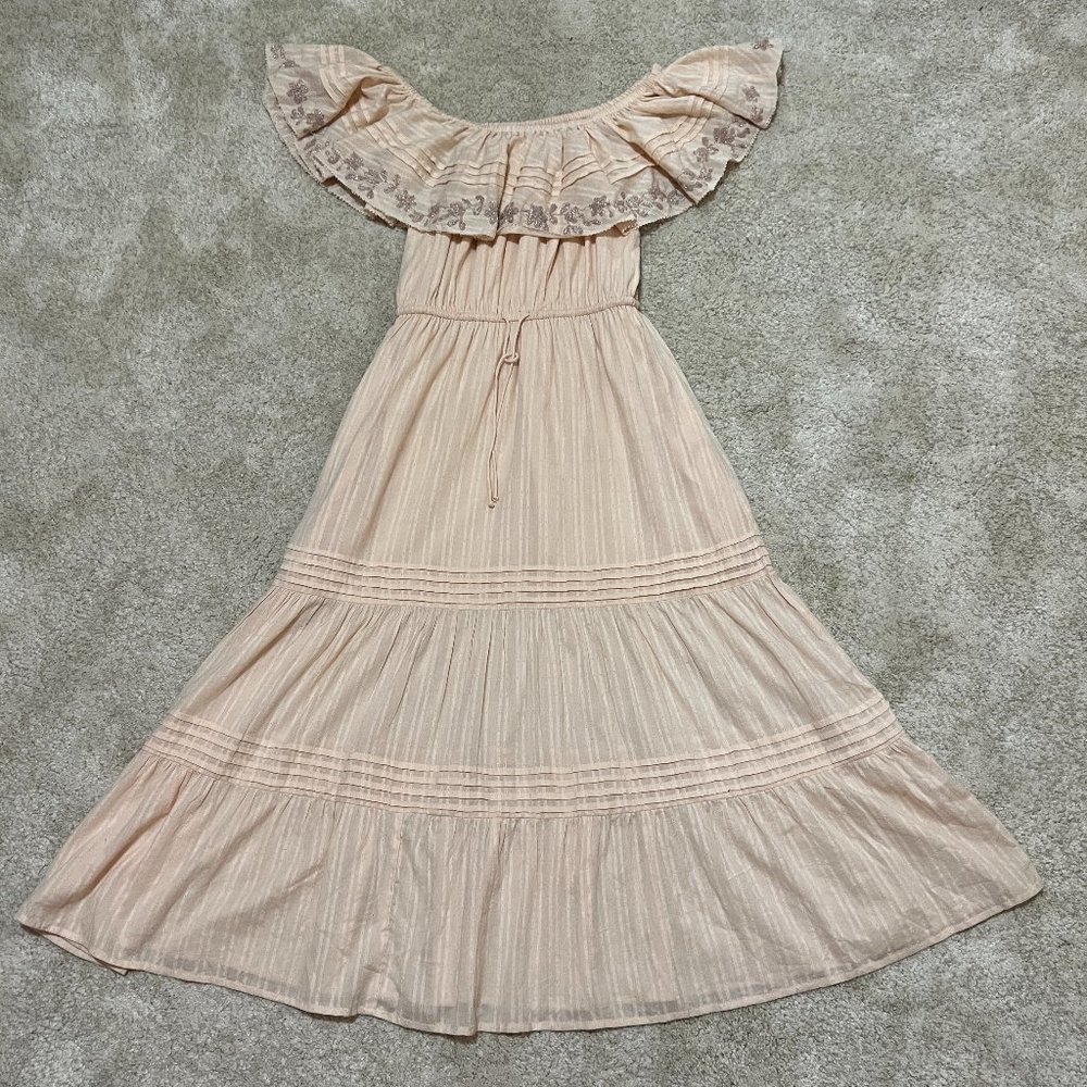 Cleobella Rudra Dress Size Small Cream Off the Shoulder Midi Boho Embroidered